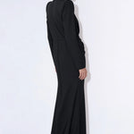 Noir Solstice black maxi dress, back view