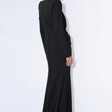 Noir Solstice black maxi dress, back view