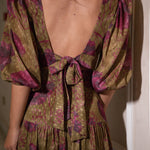 Open back and fabric bow detail of the Olive Roseraie top