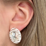 Olivia Statement Earrings Oval - Frosted Glacier