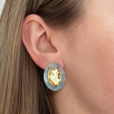 Olivia Statement Earrings Oval -  Lemon Drop