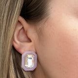 Olivia Statement Earrings Rectangle - Frosted Lilac