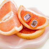 Olivia Statement Earrings Rectangle - Pink Grapefruit