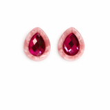 Olivia Statement Earrings Teardrop - Pink Cherry Blossom