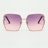 Oversized Square Metal Sunglasses In Purple Gradient Lens