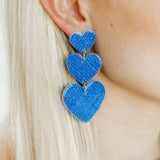 Penny Heart Statement Earrings - Denim