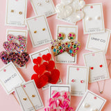 Penny Heart Statement Earrings - Love Struck Pink