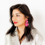 Penny Heart Statement Earrings - Love Struck Pink