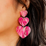 Penny Heart Statement Earrings - Love Struck Pink
