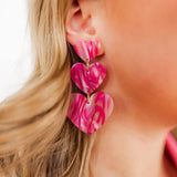 Penny Heart Statement Earrings - Love Struck Pink