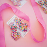 Penny Heart Statement Earrings - Pink Birthday Confetti