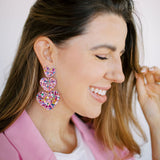Penny Heart Statement Earrings - Pink Birthday Confetti