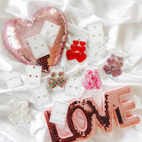 Penny Heart Statement Earrings - Pink Birthday Confetti