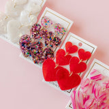 Penny Heart Statement Earrings - Pink Birthday Confetti