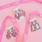 Penny Heart Statement Earrings - Pink Birthday Confetti