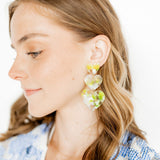 Penny Heart Statement Earrings - Neon Yellow Clouds