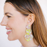 Penny Heart Statement Earrings - Neon Yellow Clouds