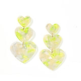 Penny Heart Statement Earrings - Neon Yellow Clouds