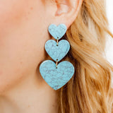 Penny Heart Statement Earrings - Turquoise