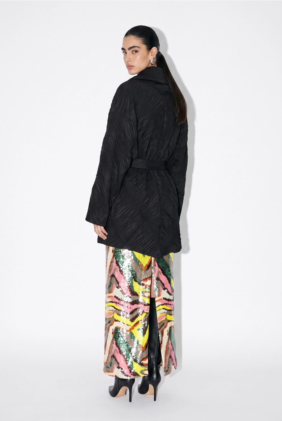 Prisme Ondulé Sequin Column Skirt in Multi — back view