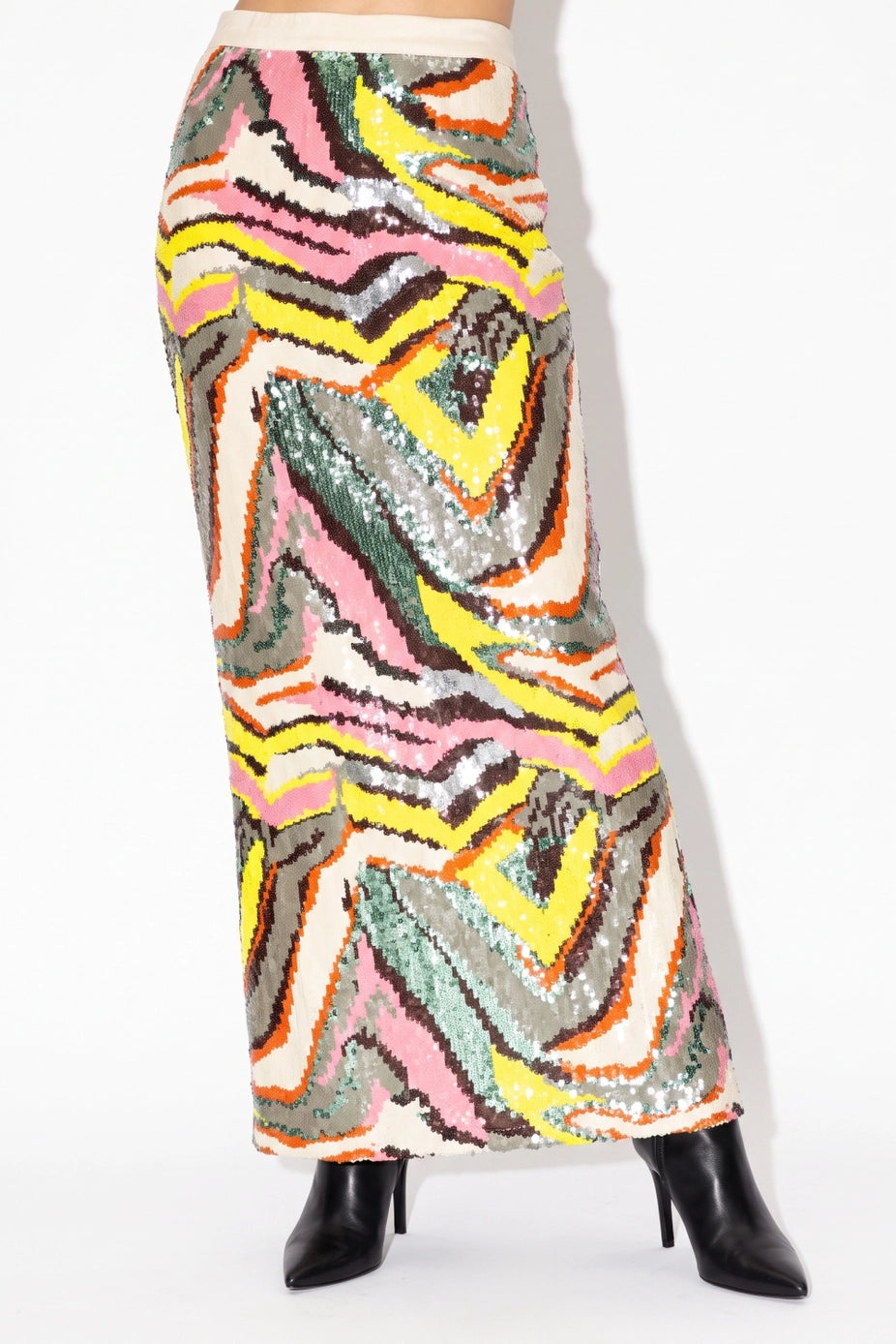 Prisme Ondulé Sequin Column Skirt in Multi — detail view