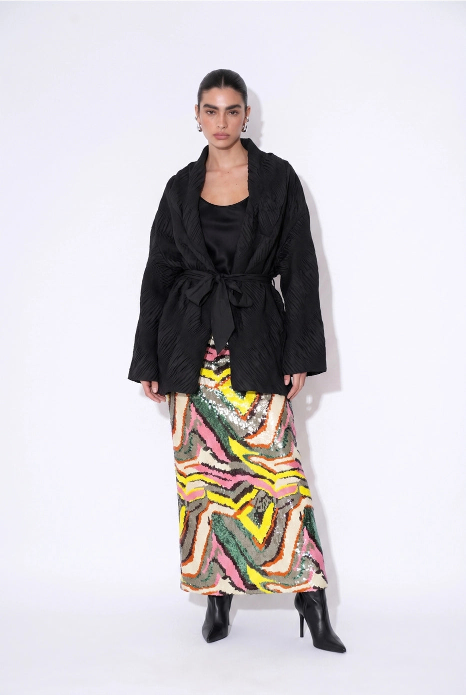 Prisme Ondulé Sequin Column Skirt in Multi — front view
