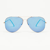 Retro Aviator Sunglasses  With Blue Smoke Lense and Golden Frame