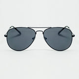 Retro Aviator SunglassesWith Smoke Lense in Black