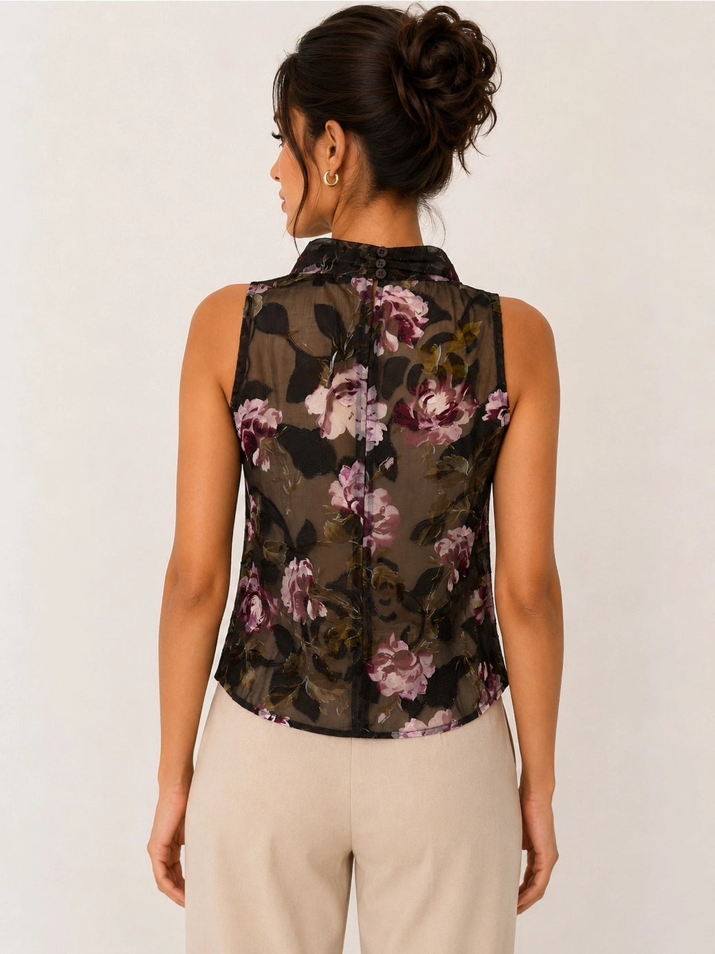 Rosalie Floral Fringe Top — back view