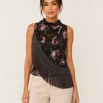 Rosalie Floral Fringe Top — front view