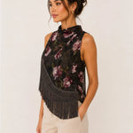 Rosalie Floral Fringe Top — side view