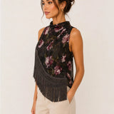 Rosalie Floral Fringe Top — side view