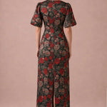 Rose d’Automne midi dress, back view showing zipper and slit
