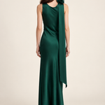Roseline Emerald Rosette Maxi Dress back view