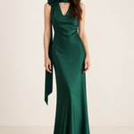 Roseline Emerald Rosette Maxi Dress front view