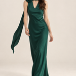 Roseline Emerald Rosette Maxi Dress movement view