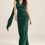 Roseline Emerald Rosette Maxi Dress movement view