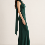Roseline Emerald Rosette Maxi Dress side view