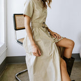 LUCKY ME WOVEN MIDI DRESS