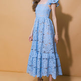 STILL THINKING LACE MIDI DRESS