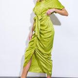 COMING TO MY SENSES WOVEN SATIN MIDI DRESS