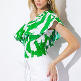 HAPPY TO BE HERE WOVEN TOP