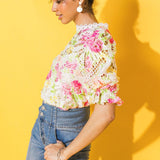 BLISS ME FLORAL WOVEN LACE TOP
