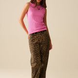 Sleeveless Ribbed knitted Top In fucshia