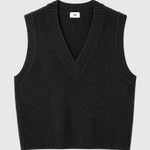 Solène V-Neck Sweater Vest — Black