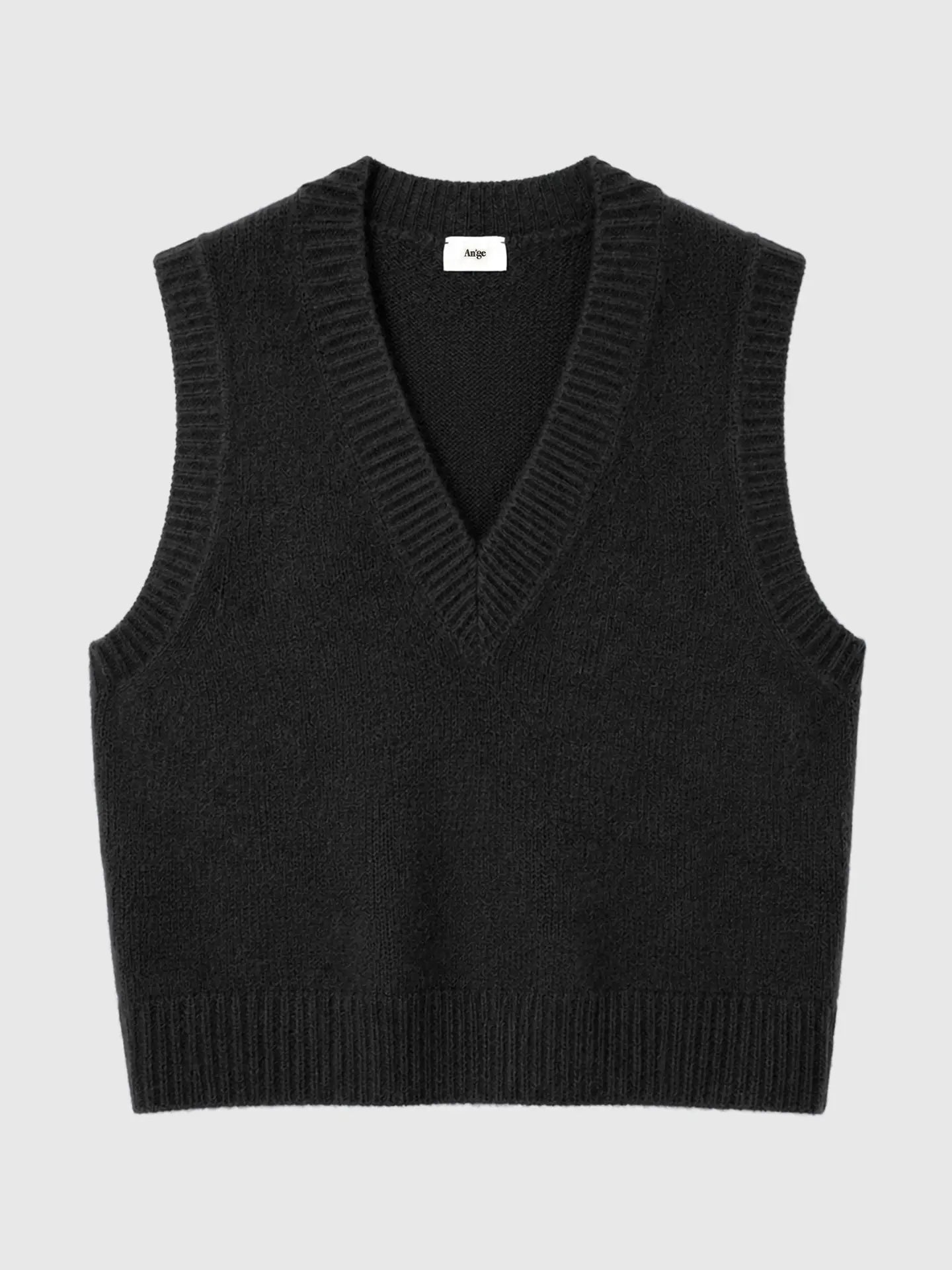Solène V-Neck Sweater Vest — Black