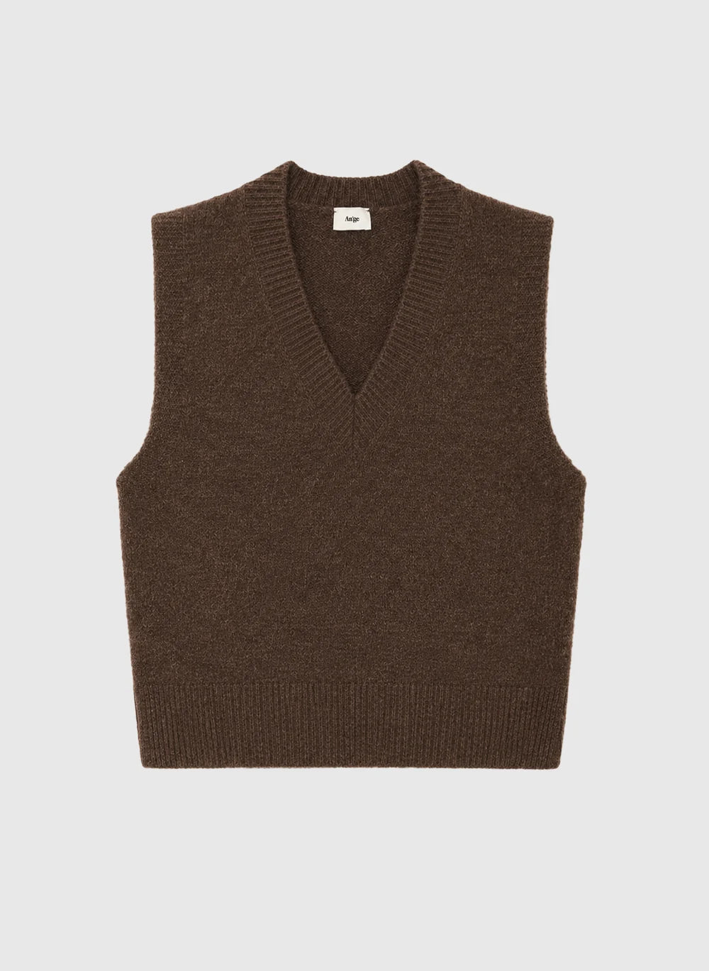 Solène V-Neck Sweater Vest — Mocha