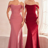 Ladivine Amoris T705 Off Shoulder Fitted Bridesmaid Gown