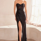 Ladivine Amoris T708 Strapless Fitted Satin Prom Gown