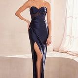 Ladivine Amoris T708 Strapless Fitted Satin Prom Gown